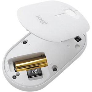 Souris Optique Logitech Pebble M350 - Bluetooth/Radio Fréquence - USB - 3 Bouton(s) - Blanc cassé - Sans fil - 2,40 GHz - 