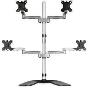 StarTech.com Quad Monitor Stand, Desktop VESA 4 Monitor Arm up to 32" (17.6lb/8kg) Screens, Ergonomic Articulating Pole Mo