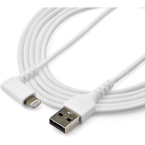 StarTech.com 2m USB A to Lightning Cable iPhone iPad Durable Right Angled 90 Degree White Charger Cord w/Aramid Fiber Appl