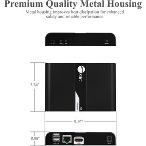 SIIG HDMI 4K30Hz KVM over Cat 6 Extender - Receiver - 1 Computer(s) - 328 ft Range - 4K - 4096 x 2160 Maximum Video Resolu