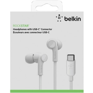 Belkin SOUNDFORM G3H0002BTWHT Wired Earbud Stereo Earset - White - Binaural - In-ear - 121.9 cm Cable - USB Type C