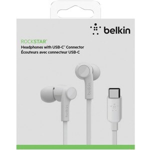 Belkin SOUNDFORM G3H0002BTWHT Wired Earbud Stereo Earset - White - Binaural - In-ear - 121.9 cm Cable - USB Type C