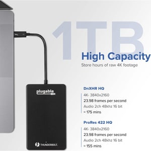 Plugable 1TB Thunderbolt 3 External SSD NVMe Drive - (Up to 2400MBs/1800MBs R/W) EXTERNAL SSD NVME DRIVE