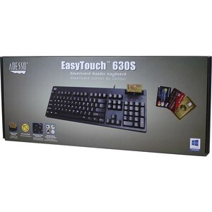 Adesso EasyTouch 630SB-TAA - Smart Card Reader Keyboard (TAA Compliant) - Cable Connectivity - USB Interface - 104 Key Win