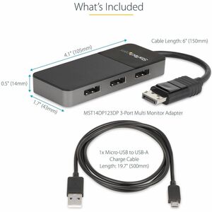 StarTech.com 3-Port DisplayPort 1.4 Splitter, DisplayPort to 3x DP Multi-Monitor Adapter, Triple 4K Computer MST Hub, Wind
