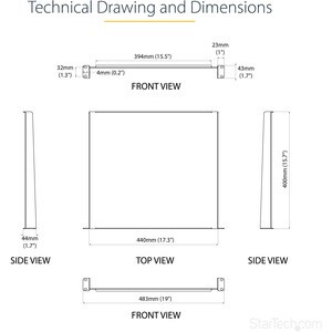 StarTech.com 1U Server Rack Cabinet Shelf - Fixed 16" Deep Cantilever Rackmount Tray for 19" Data/AV/Network Enclosure w/c