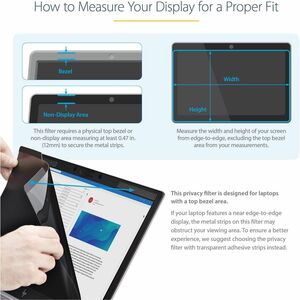 StarTech.com Laptop Privacy Screen for 15.6" Notebook - Removable Magnetic Laptop Security Filter - Blue Light Reducing - 