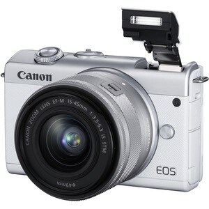 Canon EOS M200 24,1 Megapixel Spiegellose Kamera mit Objektiv - 15 mm - 45 mm Brennweite - Weiß - Autofokus - 7,6 cm (3 Zo