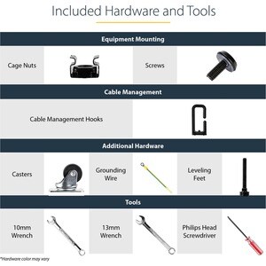 StarTech.com 4-Post 18U Mobile Open Frame Server Rack, 19" Network Rack with Casters, Rolling Rack for Computer/AV/Data/IT