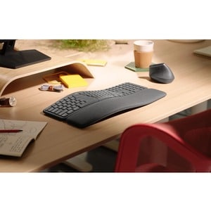 Logitech ERGO K860 Keyboard - Wireless Connectivity - Danish, Norwegian, Swedish, Finnish - QWERTY Layout - Graphite - Blu