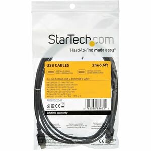 StarTech.com 2m USB C Charging Cable - Durable Fast Charge & Sync USB 2.0 Type C to C Charger Cord - TPE Jacket Aramid Fib