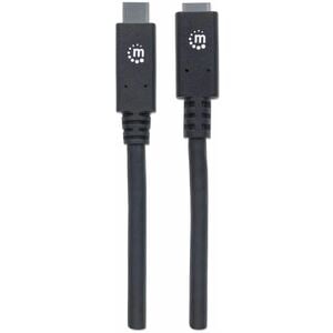Manhattan Cable USB-C V3.1, Ext. 0.5M Negro 10Gbps 5A - 10Gbit/s - Cable de extensión - Admite hasta3840 x 2160 - Apantall