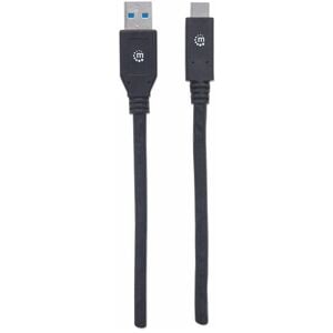Manhattan Cable USB-C V3.1, C-A 3.0M Negro - 5Gbit/s - Apantallado - Níquel Contacto chapado - 28 AWG - Negro