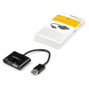 StarTech.com DP2VGAHD20. Anschluss 1: DisplayPort, Anschluss 2: HDMI + VGA (D-Sub), Connector 1 gender: Männlich. Konformi