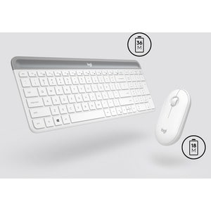 Logitech Slim Wireless Keyboard and Mouse Combo MK470 - USB Wireless RF - USB Wireless RF - Optical - 1000 dpi - 3 Button 