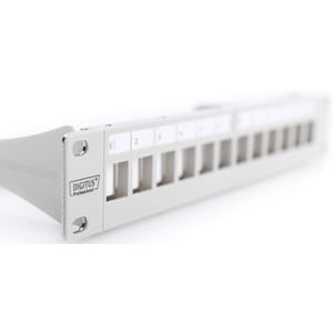 DIGITUS Professional 12 Port(s) Blank Patch Panel - Light Grey - 1U High - Rack-mountable