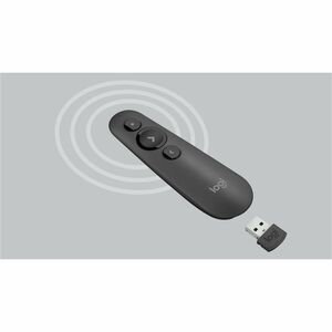 Logitech R500 Presentation Pointer - Bluetooth/Radio Frequency - USB - 3 Button(s) - Graphite - Wireless - 2.40 GHz