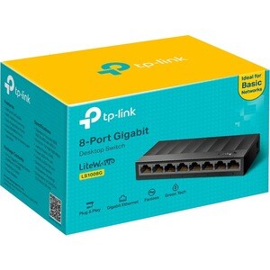 TP-Link LS1008G - Litewave 8 Port Gigabit Ethernet Switch - Desktop Ethernet Splitter - Plastic Case - Unshielded Network 