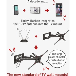 Barkan Full-Motion Wall Mount for TV, Flat Panel Display, Curved Screen Display - Black - 13" to 90" Screen Support - 132 