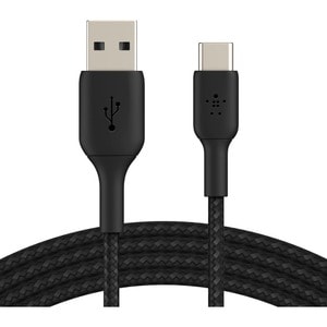 Belkin BoostCharge Braided USB-C to USB-A Cable (2 meter / 6.6 foot, Black) - 6.6 ft USB/USB-C Data Transfer Cable for Sma