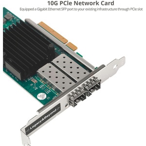 SIIG Dual Port 10G SFP+ Ethernet Network PCI Express - PCI Express 2.0 x8 - Optical Fiber - 10GBase-X - Plug-in Card