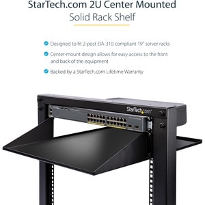 StarTech.com â€ŽCABSHF2POST2 2U Rackmount Rack-Regal für LAN-Schalter, Patchfeld, Server - 482,60 mm Rack Width - Schwarz 