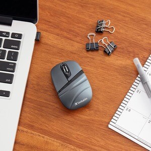 Verbatim Wireless Mini Travel Mouse, Commuter Series - Graphite - Optical - Radio Frequency - 2.40 GHz - Graphite - 1000 d