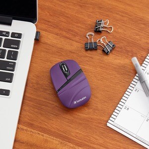 Verbatim Wireless Mini Travel Mouse, Commuter Series - Purple - Optical - Wireless - Radio Frequency - 2.40 GHz - Purple -