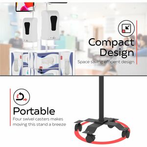 CTA Digital Compact Security Gooseneck Floor Stand for 7-13 Inch Tablets with Sanitizing Station & Automatic Soap Dispense