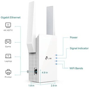 TP-Link RE505X Dual Band 802.11ax 1.50 Gbit/s Wireless Range Extender - 2.40 GHz, 5 GHz - 2 x External Antenna(s) - Extern