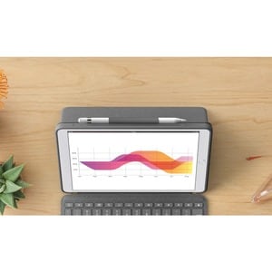 Logitech Combo Touch Keyboard/Cover Case Apple, Logitech iPad (7th Generation) Tablet - Graphite - Scuff Resistant, Scratc