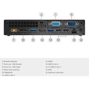 Lenovo ThinkCentre M920q 10T1S01708 Desktop Computer - Intel Core i5 9th Gen i5-9600T - vPro Technology - 8 GB - 128 GB SS