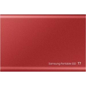 Samsung T7 MU-PC500H/WW 500 GB Portable Solid State Drive - External - PCI Express NVMe - Metallic Red - Gaming Console, D