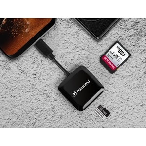 Transcend RDC3 Kartenleser - USB 3.2 (Gen 1) Typ C - 100 - SDHC, SDXC, microSDHC, microSDXC, SD, microSD