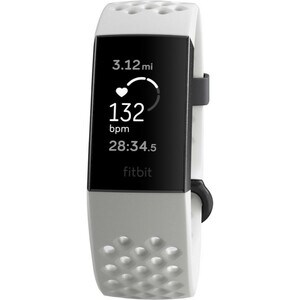 Fitbit Charge 3 Smart Band - Frost White, Graphite Aluminum Body Color - Leather, Aluminium Body Material - Woven, Elastom