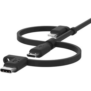 Belkin BoostCharge 1.01 m Lightning/Micro-USB/USB/USB-C Data Transfer Cable - 1 / Pack - Cable for Smartphone, Tablet, Pow