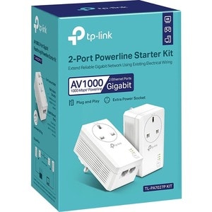 TP-Link Powerline Network Adapter - 2 - 2 x Network (RJ-45) - 1000 Mbit/s Powerline - 300 m Distance Supported - HomePlug 