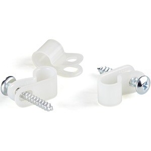 StarTech.com 100 Pack Screw Mount Cable Clamps - Wire Fastener/Holder - R-Type Screw Down Reusable Nylon Clips - UL/94V-2 
