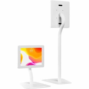 CTA Digital Premium Height-Adjustable Floor-to-Desk Security Kiosk for Tablets (White) - Floor - White