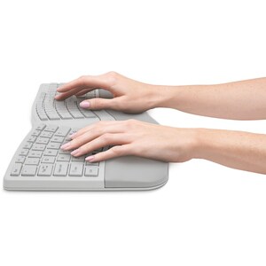 Kensington Pro Fit Ergo Wireless Keyboard-Gray - Wireless Connectivity - Bluetooth/RF - 2.40 GHz - USB Interface - Grey