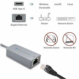 Cable Matters USB C to Gigabit Ethernet Adapter (Works With Chromebook Certified) - USB 3.1 Type C - 5 Gbit/s Data Transfe