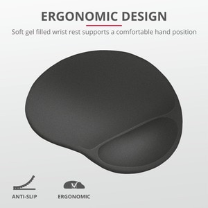 Trust Bigfoot Mouse Pad - 19 mm x 292 mm x 322 mm Dimension - Black - Gel, MicroFiber - Anti-slip, Anti-skid