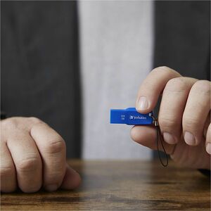 Verbatim 128GB Ergo USB 3.0 Flash Drive - Blue - The Verbatim Ergo USB drive features an ergonomic design for in-hand comf