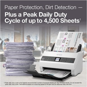 Epson DS-730N Sheetfed Scanner - 600 dpi Optical - 8-bit Color - 8-bit Grayscale - 40 ppm (Mono) - 40 ppm (Color) - Duplex