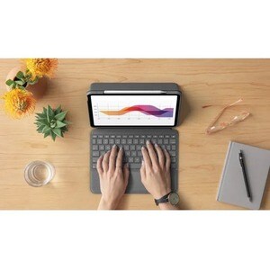 Logitech Folio Touch Keyboard/Cover Case (Folio) Apple, Logitech iPad Air (4th Generation) Tablet - Oxford Gray - Scuff Re