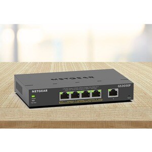 Netgear GS300 GS305EP 5 Ports Manageable Ethernet Switch - 3 Layer Supported - Twisted Pair - PoE Ports - Wall Mountable, 