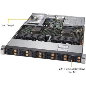 Supermicro SuperServer 1029U-TN12RV 服务器光架系统 - 1U 可机架安装 - P LGA-3647插座 - 2 x 处理器支持 - Intel C621 芯片 - 6 TB DDR4 SDRAM DDR4-2