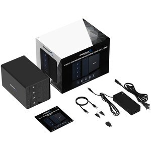 Sabrent DS-SC4B Drive Dock SATA/600 - USB 3.2 (Gen 2) Type C Host Interface External - Black - Hot Swappable Bays - 4 x HD