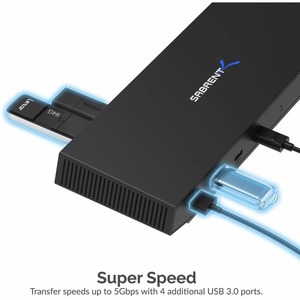 Sabrent USB Type-C Dual 4K Universal Docking Station with USB C Power Delivery (DS-WSPD) - for Computer - 60 W - USB Type 