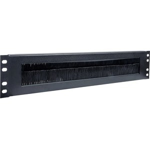 Intellinet 19" Cable Entry Panel, 2U, with Brush Insert, Black - Cable Panel - 2U Rack Height x 19˘ Panel Width - Steel